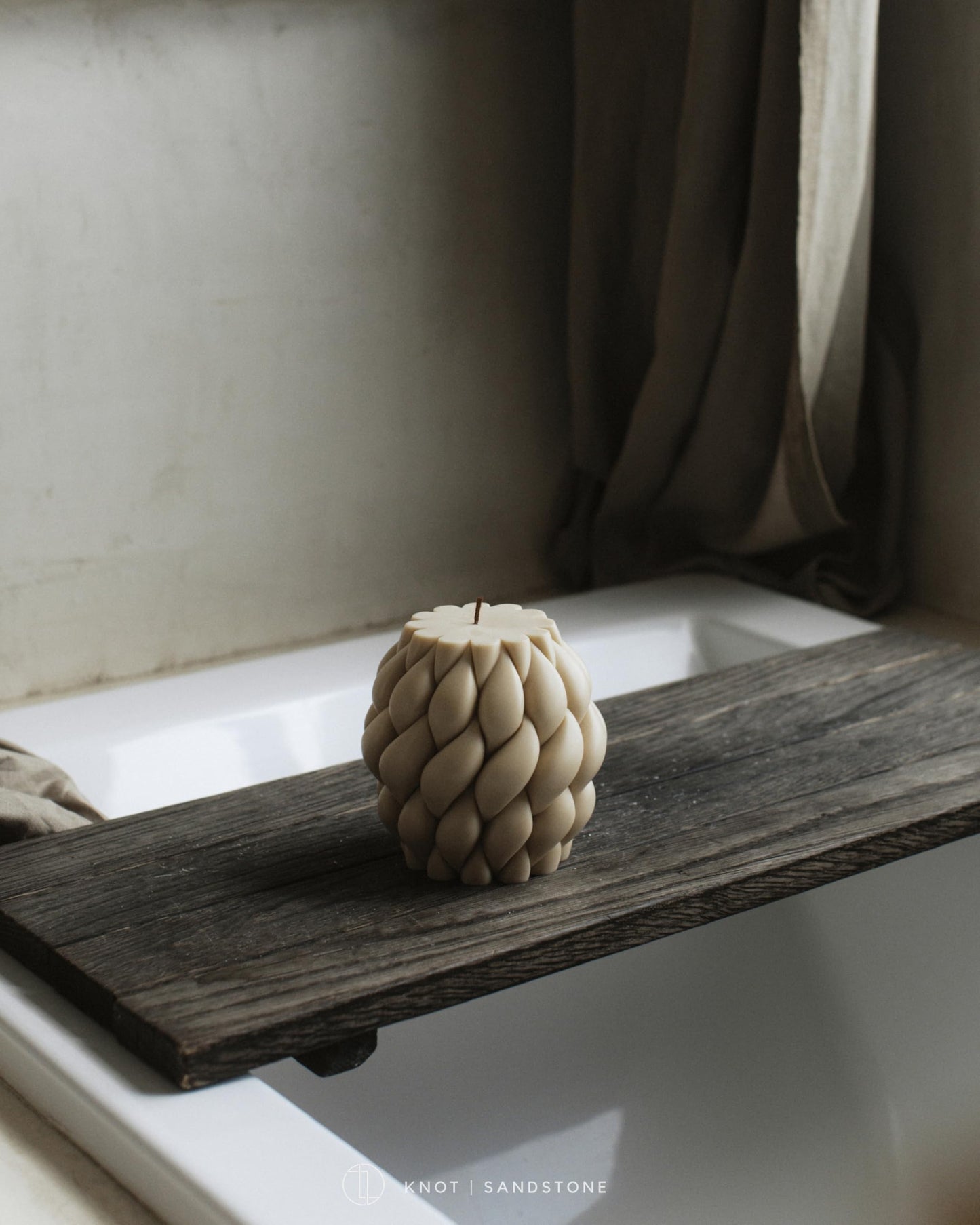 LAWA Knot Ball Candle - Large Beautiful Handmade Pillar Scented Soy Wax Elegant Bubble Aesthetic Candle Housewarming Gift Home Room Shelf Decor Idea Sandstone