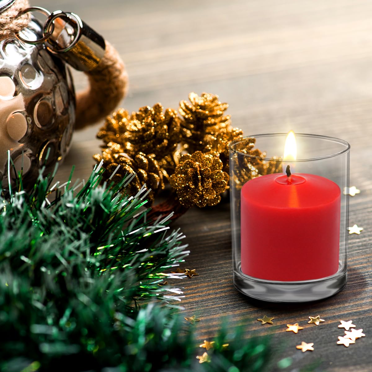 9-Pack 1.25-Inch Red Votive Candles, Unscented Small Tealight Candle for Home Decor and Special Occasions