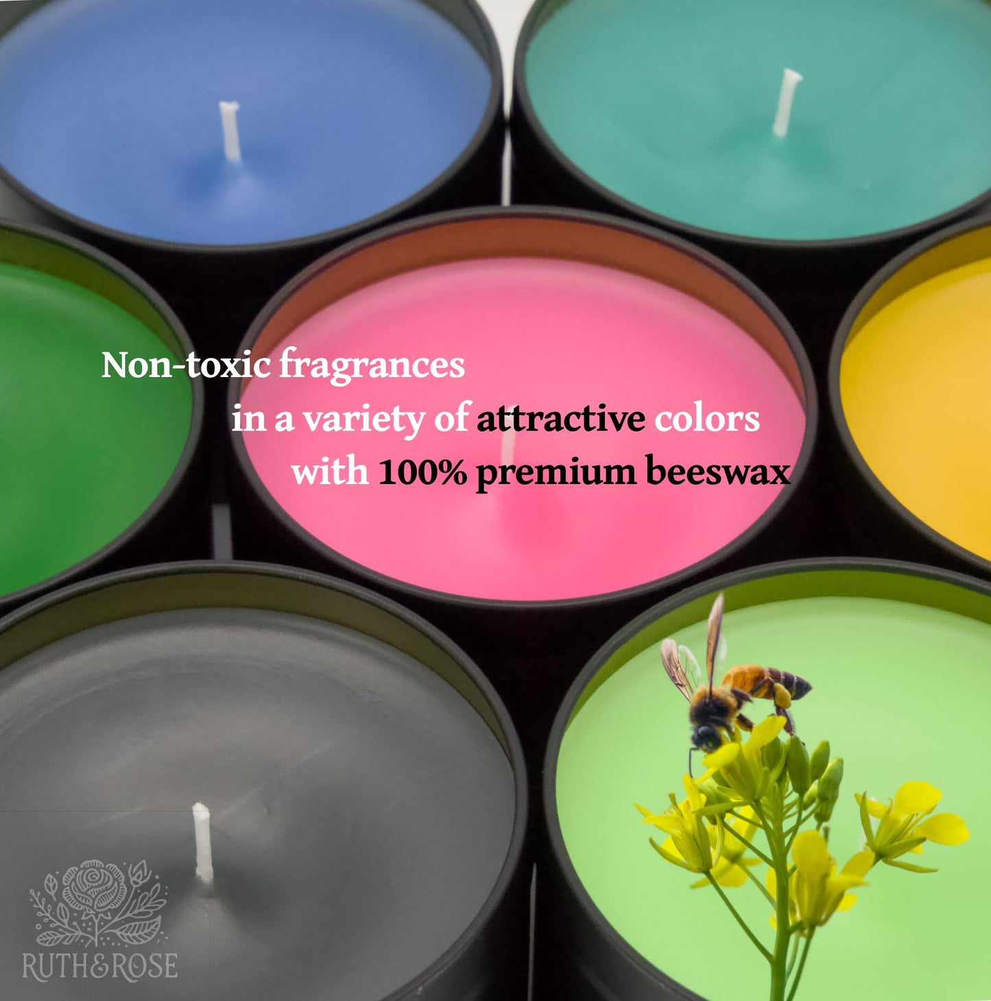 RUTH & ROSE Speakeasy Scented Candle, 100% Beeswax Candle for Home, 8oz, +65 Hours Burn Time, Aromatherapy Non Toxic Candles, Gift for Women & Men, Made in USA, Perfect for Travel or Gifting