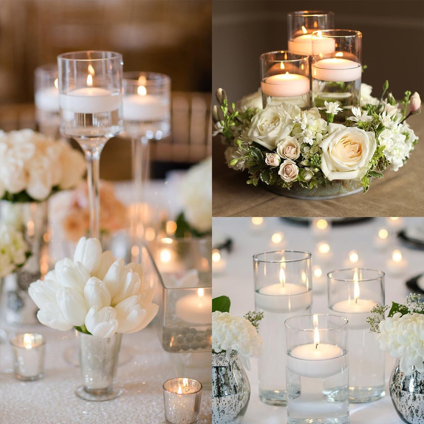 White Red Floating Candles 2 inch, 6 Pack Floating Candles 5-6 Hours Burning, Unscented Floating Candles for Centerpieces for Proposal Decorations, Romantic Night Set (6 Pack, red + White, 2 inch)