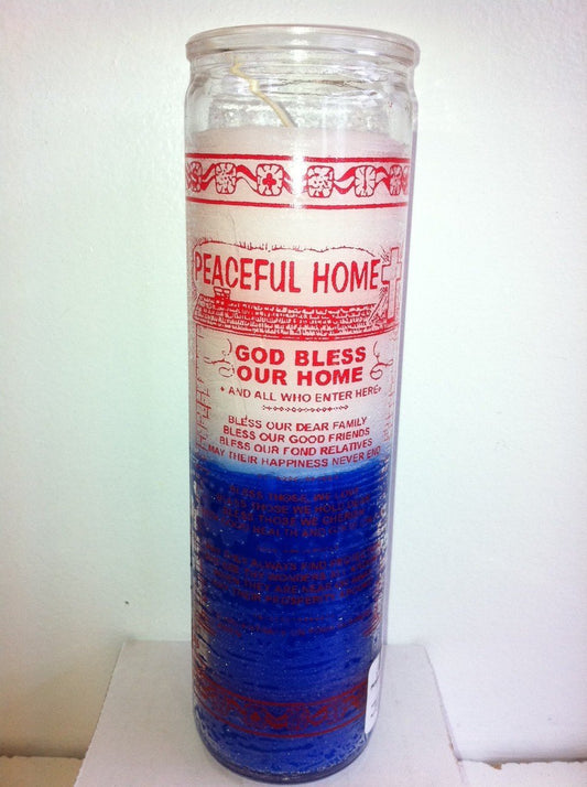 Peace in The Home (Paz En El Hogar) 7 Day Unscented 2 Color Candle in Glass