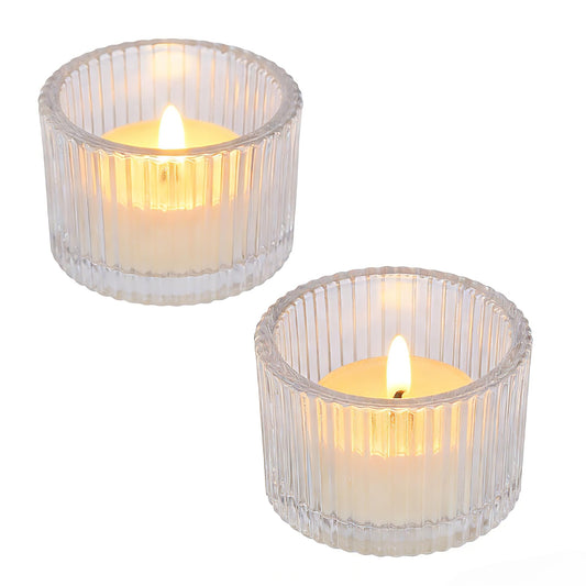 Glass Tealight Candle Holder, 2 Pcs Vintage Mini Tea Light Cup, Suitable for Tea Candles, Aromatherapy, Home Decoration, Wedding Dinners, Party, Jewelry Storage, and Table Arrangement, White