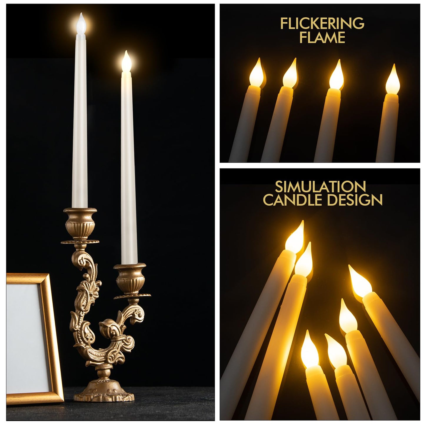 Bazayona 96pcs Flameless Flickering LED Taper Candles Bulk Battery Operated Candles for Christmas Halloween Birthday Wedding Party, (Ivory, 11 inch, 96pcs)