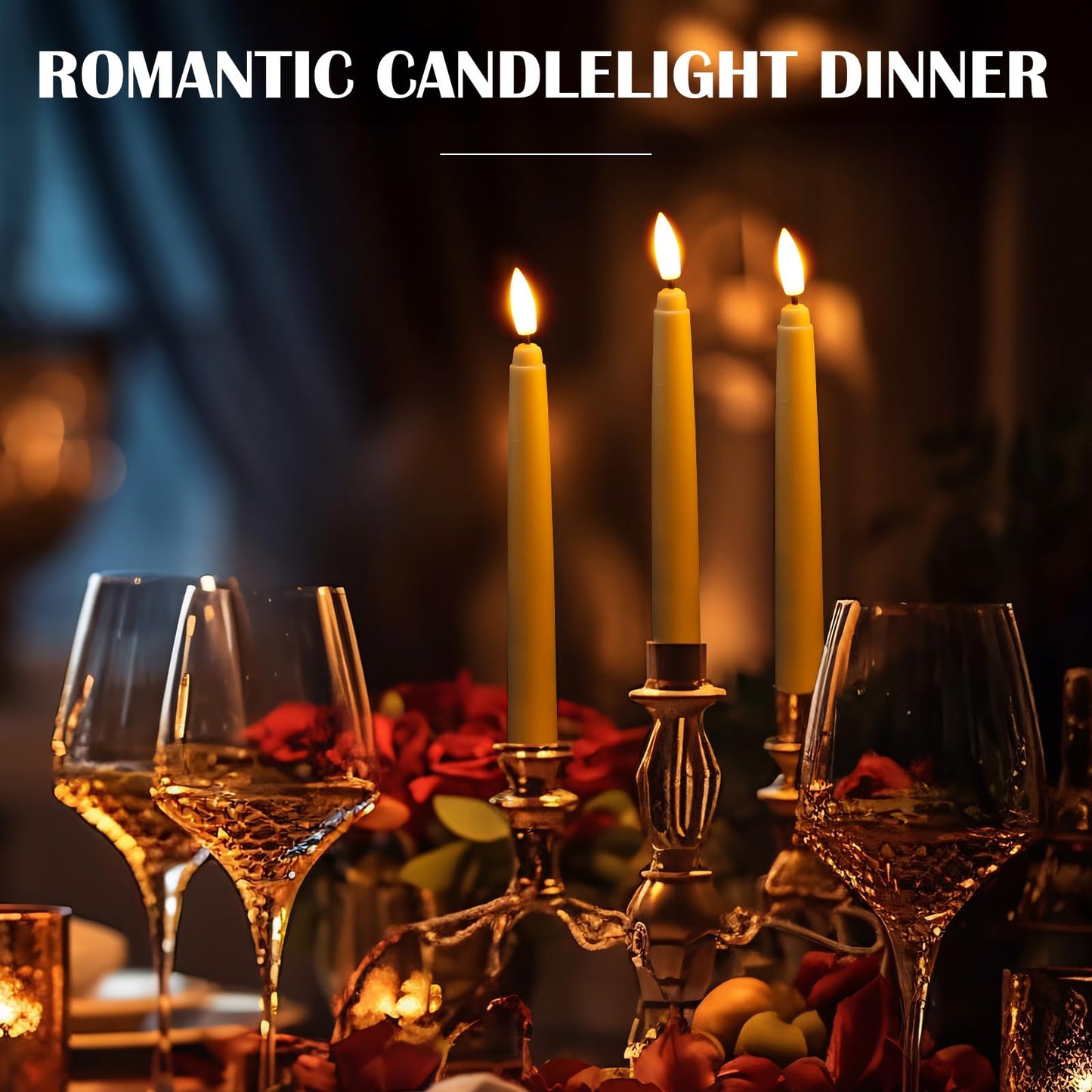 Baquler 150 Pcs Flameless Taper Candles LED Taper Candles Flickering Bulk Ivory LED Candlestick for Easter Wedding Church Halloween Christmas Party Decor Table Centerpiece, 8.5 in, No Batteries