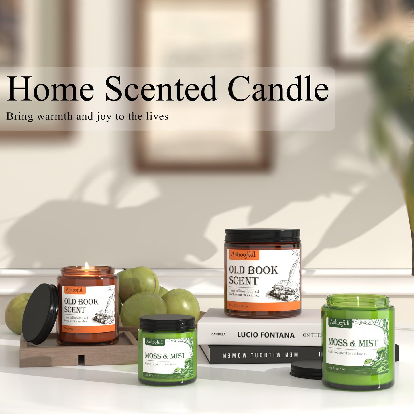 Aohoofull Scented Candles Gifts for Book Lovers,Soy Wax Candles,Inspired Gift Ideas for Readers,Women, Bookworm, Librarian, Men, Friend