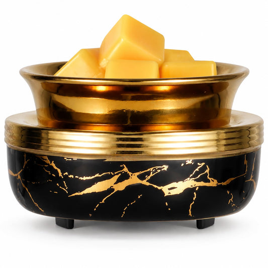 Mocosa Ceramic Wax Melt Warmer 3-in-1 Candle Warmer Electric Wax Warmer for Scented Wax Melter Burner for Home,Office, for Mom Women（Black Gold）