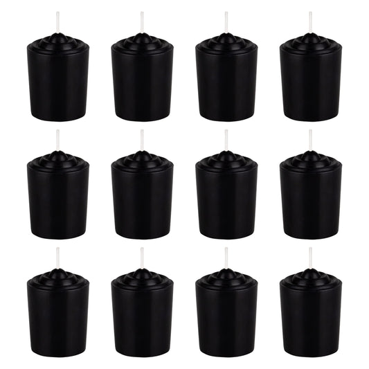 Mega Candles 12 pcs Unscented Black Votive Candles, Hand Poured Wax Candle 15 Hours 1.5 Inch x 2.25 Inch, Home Décor, Wedding Receptions, Centerpieces, Occasions, Events, Festivities, Meditations