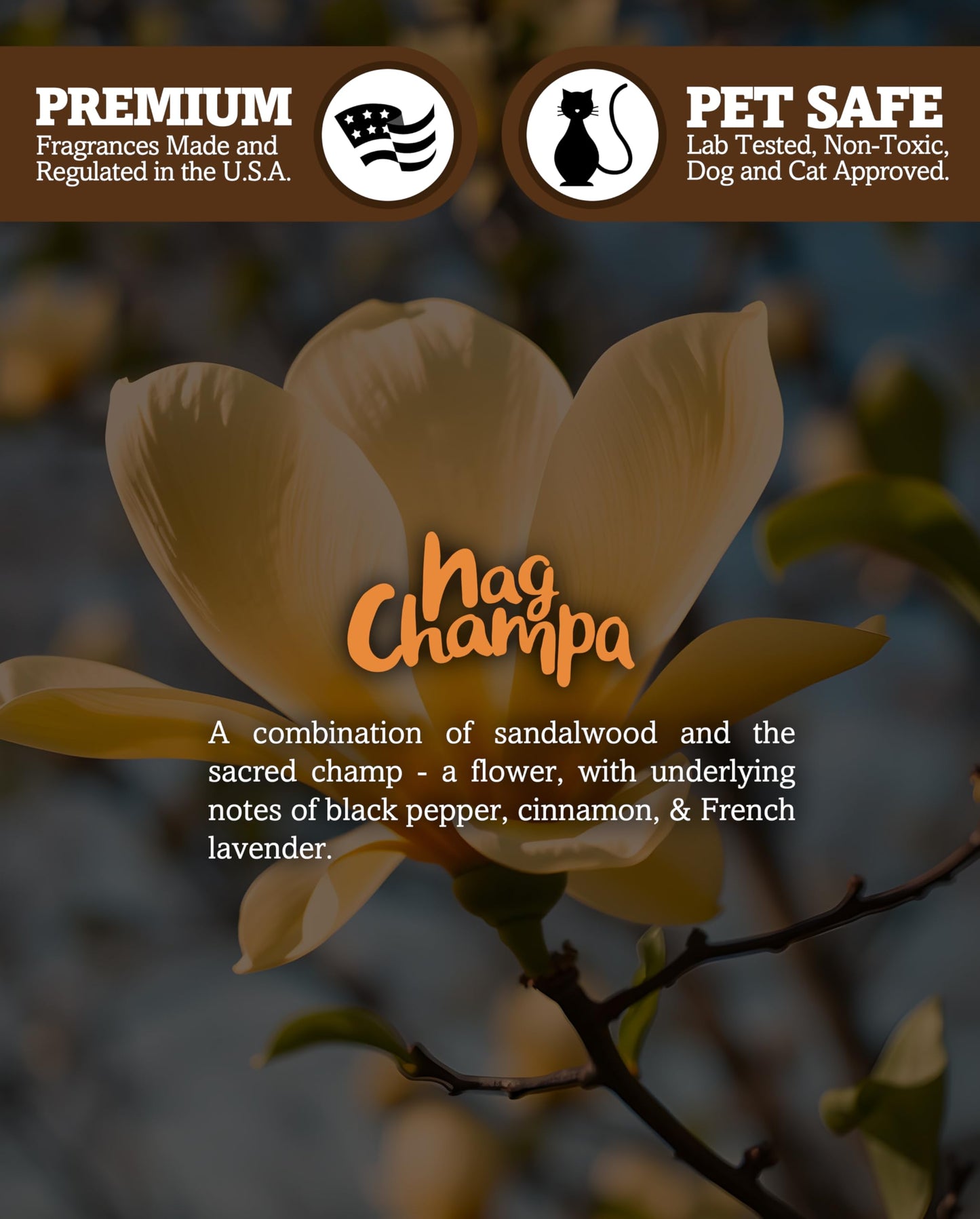 Nag Champa Scented Natural Soy Candle, Essential Fragrance Oils, 100% Soy, Phthalate & Paraben Free, Clean Burning, 9 Oz.