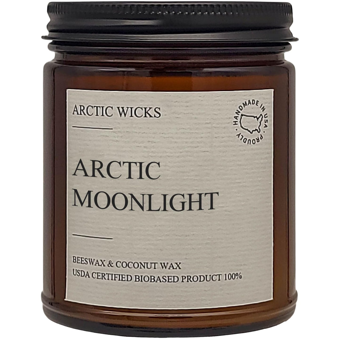 Arctic Wicks Scented Coconut Beeswax Candles | Coconut Beeswax Non Toxic Candle 9oz Amber | Farmhouse Candles Non-Toxic Clean Burn 100% USDA Certified Biobased (Arctic Moonlight)