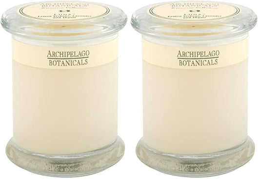 Archipelago Botanicals Luna Glass Jar Candle, Lemon Verbena, Lavender and Thyme Scent, Lead-Free Candle Wicks, Burns Approx. 60 Hours (8.6 oz) (Pack of 2)