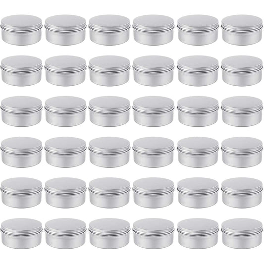 Moretoes 36pcs Tin, 4oz Metal Round Tins, Aluminum Empty Candle Tins with Screw Lid for Salve, Spices or Candles