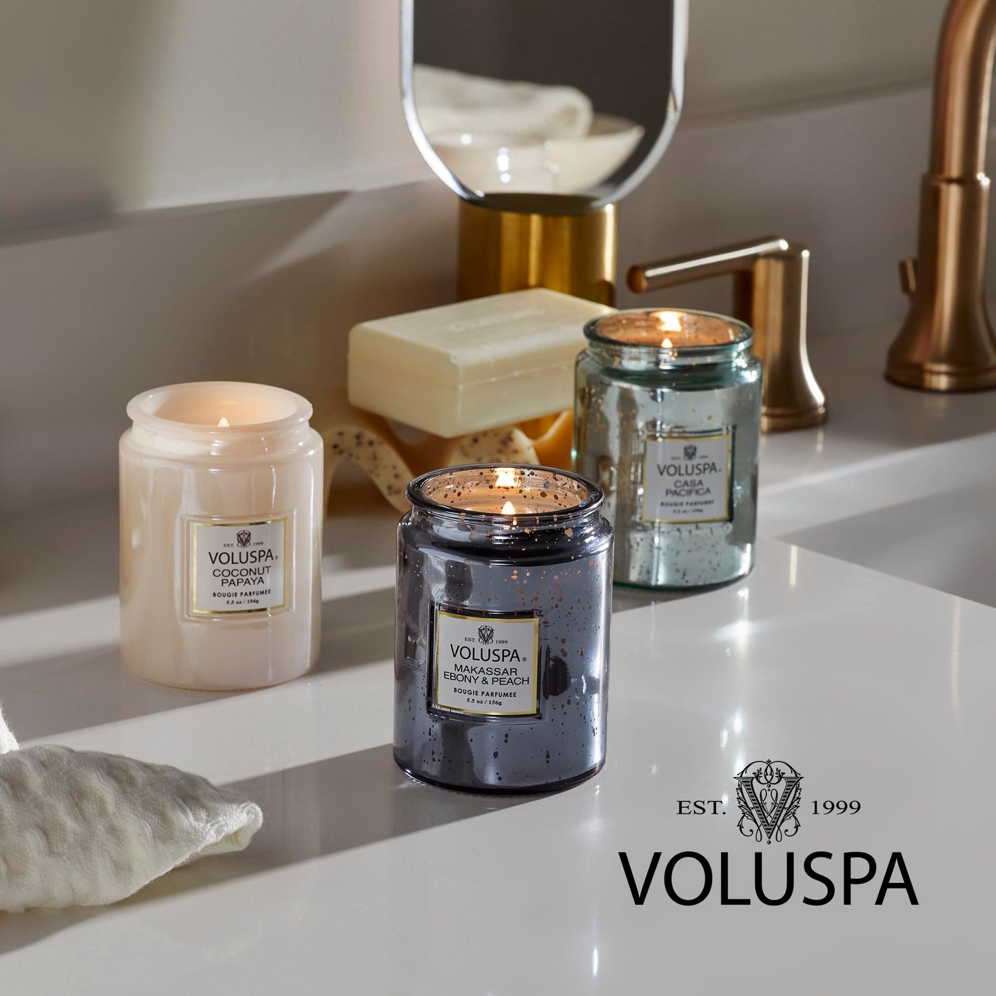 Voluspa Bergamot Rose, Classic Candle Jar, 6.5 oz, 40 Hour Burn Time, Coconut Wax for Clean Burning, Handcrafted in the USA