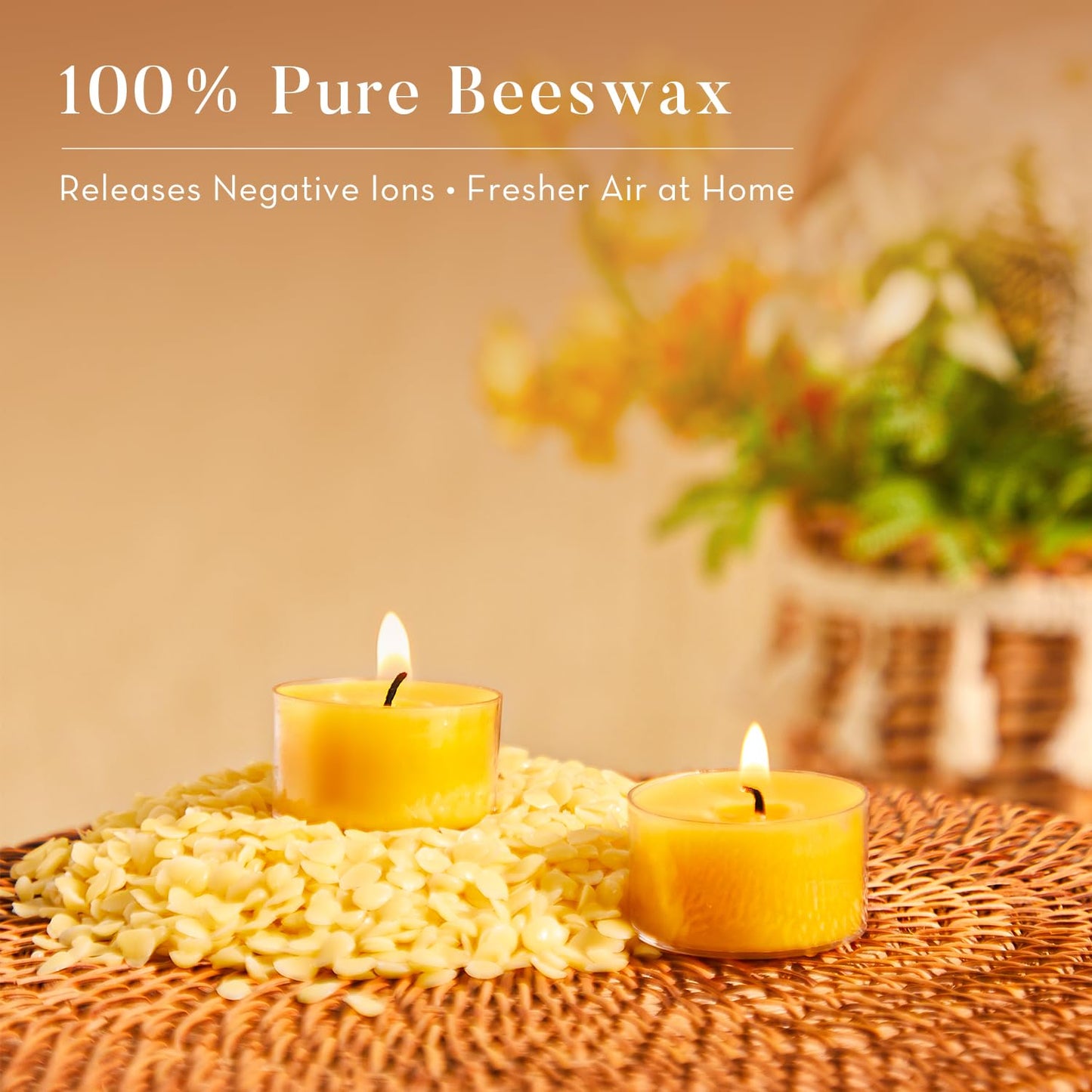 Ashlux 6 Hours Beeswax Tealights Candles, 48 Packs Pure Beeswax Tea Lights