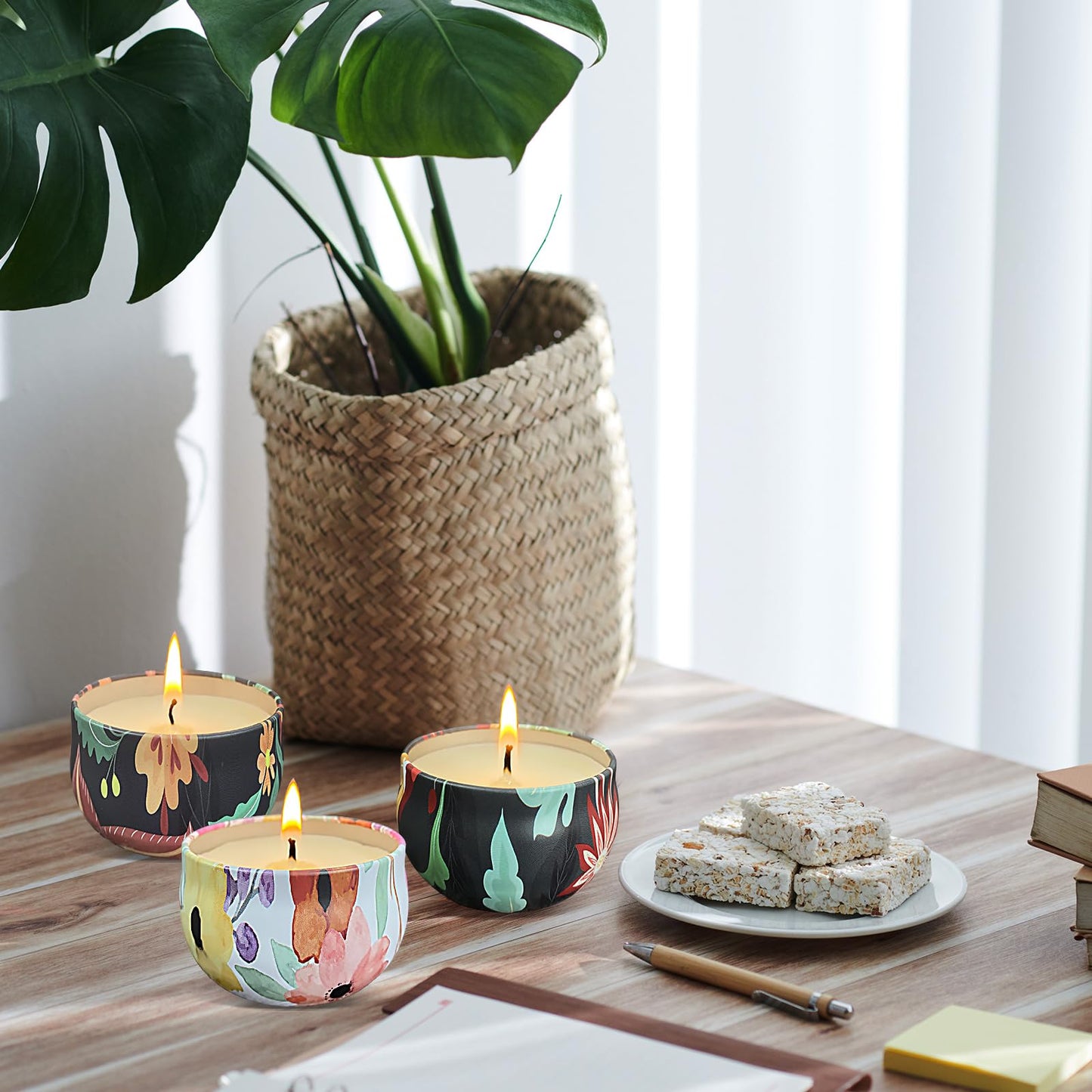 24 Packs Scented Candles Gift Set, Fragrances Candle for Women, 2.5 OZ Portable Jar Candle for for Spa, Yoga, Bath, Aromatherapy, Stress Relief, Floral Pattern