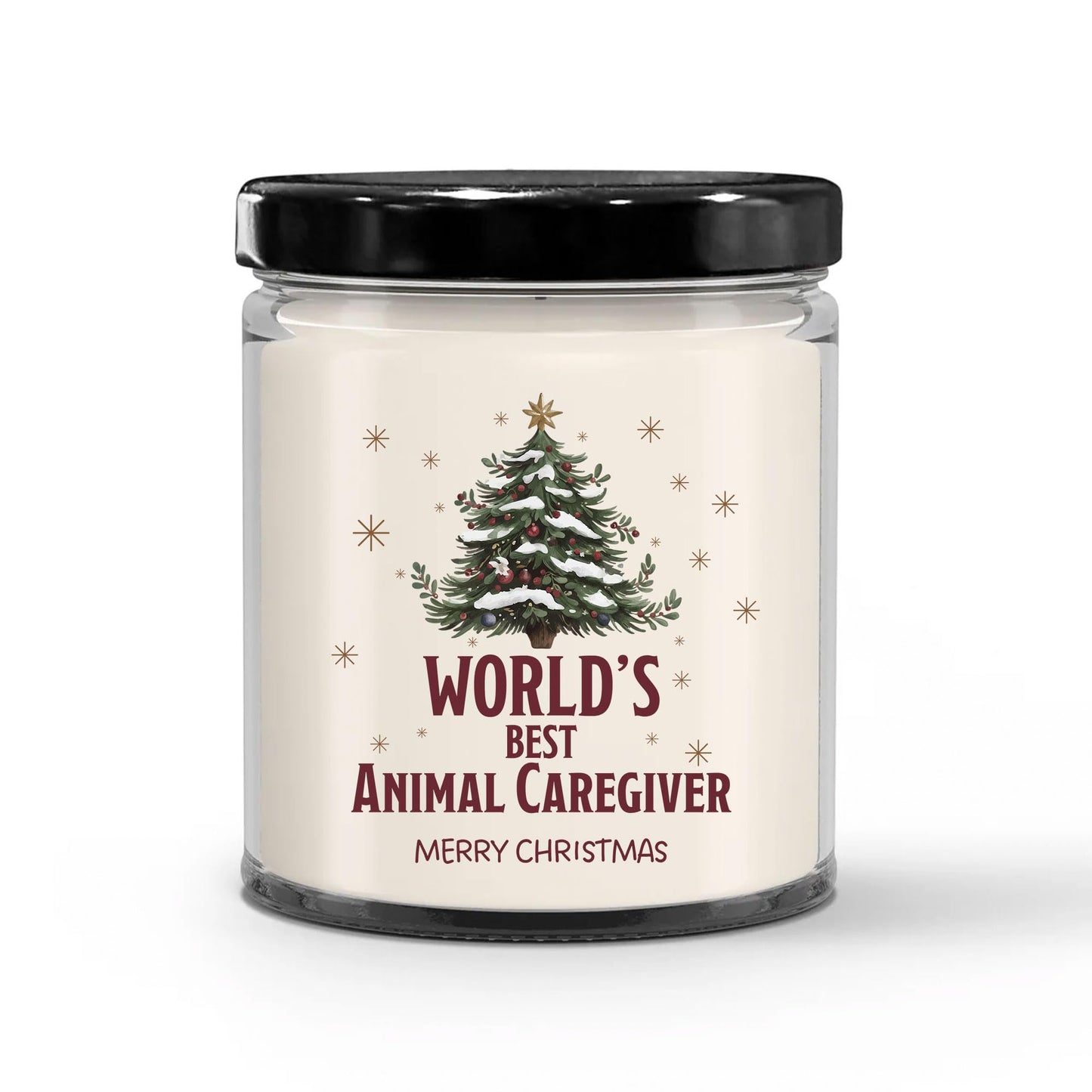 World's Best Animal Caregiver Candle for Christmas Party - Gifts for Coworker Staff Employee Boss Manager Men & Women - 9oz Vanilla Scented Soy Wax - Holiday Keepsake