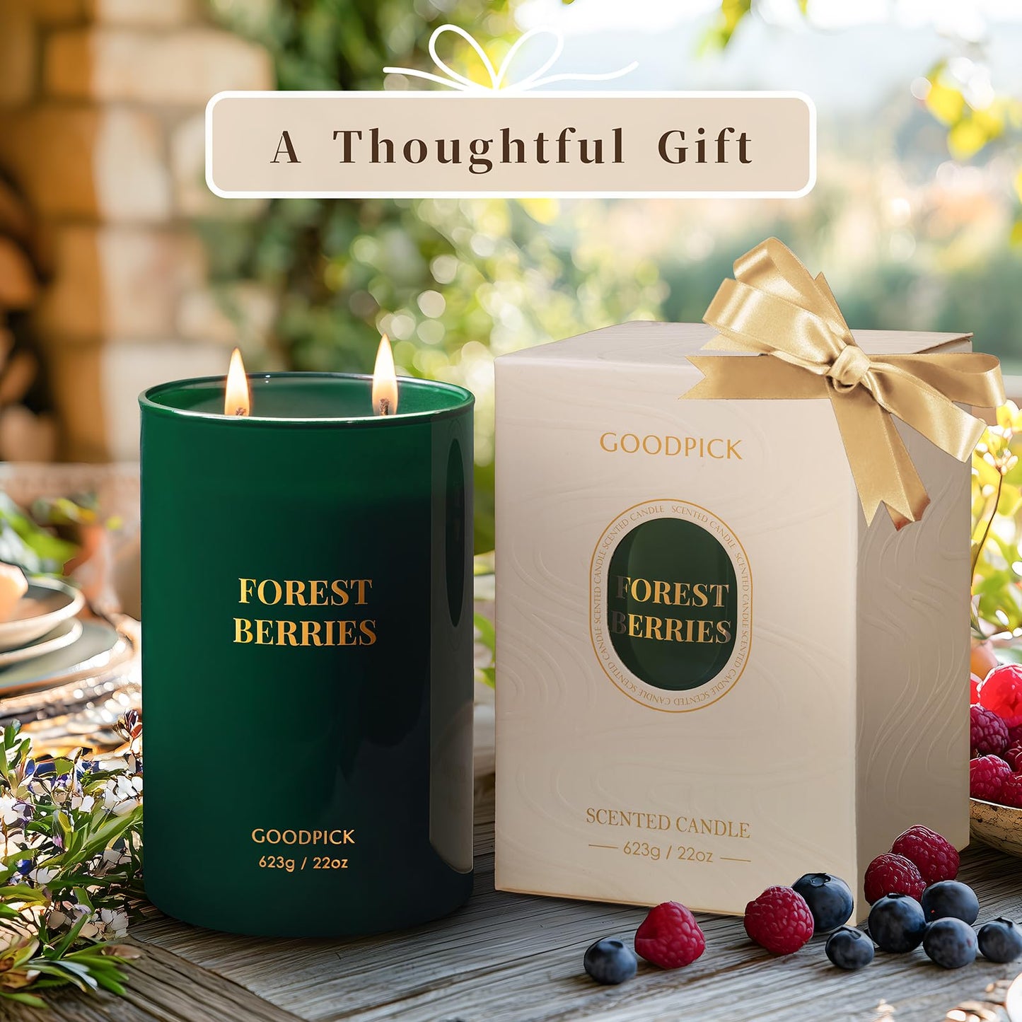 Goodpick Forest Berries Candles, Scented Candles for Home, 22oz Soy Wax, Long Burning 120hrs, Juicy Fruity Living Room Gift