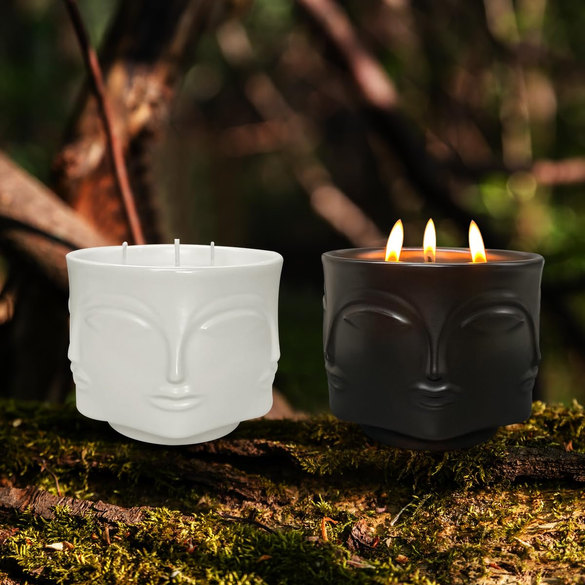 Outdoor Decorative White Large Citronella Candle, 20oz, Ceramic, 3 Wick Scented Candles, 100% Soy, for Patio Decor, Outside Table Decor, Camping Accessories