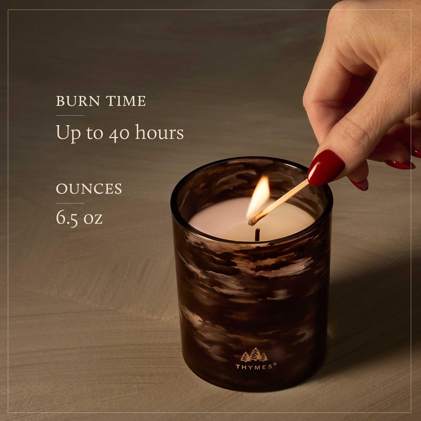 Thymes Noir Woods Scented Candles for Home Decor – Notes of Fresh Evergreen, Smoky Wood & Golden Amber – Luxury Home Fragrance Gifts for Women & Men – Burns Up to 40 Hrs (Boxed Votive Candle, 6.5 oz)