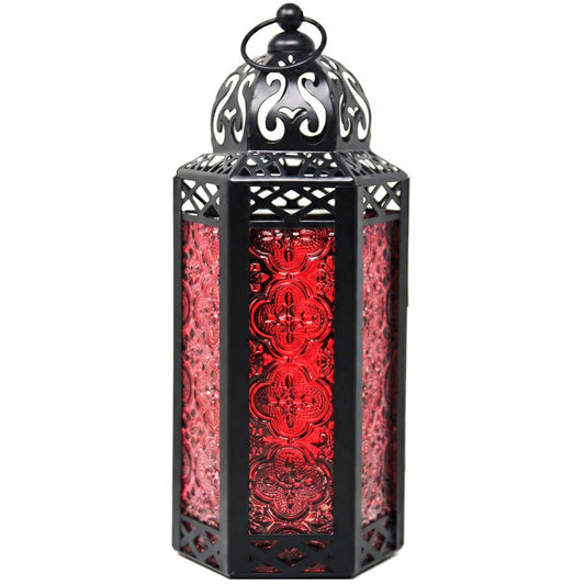 Mid Size Table/hanging Red Hexagon Moroccan Candle Lantern Holders