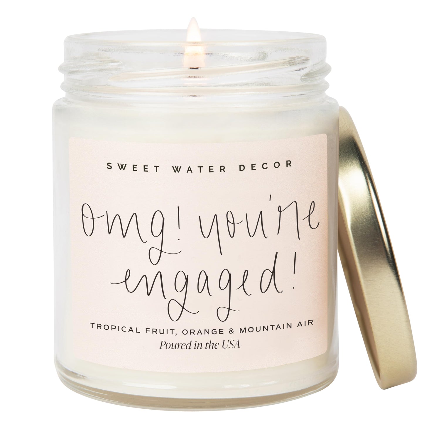 Sweet Water Decor OMG! You're Engaged Candle - Engagement Candle Gift for Bride - Bridal Shower Gift for Her - 9oz Clear Jar, 40 Hour Burn Time, Made in The USA