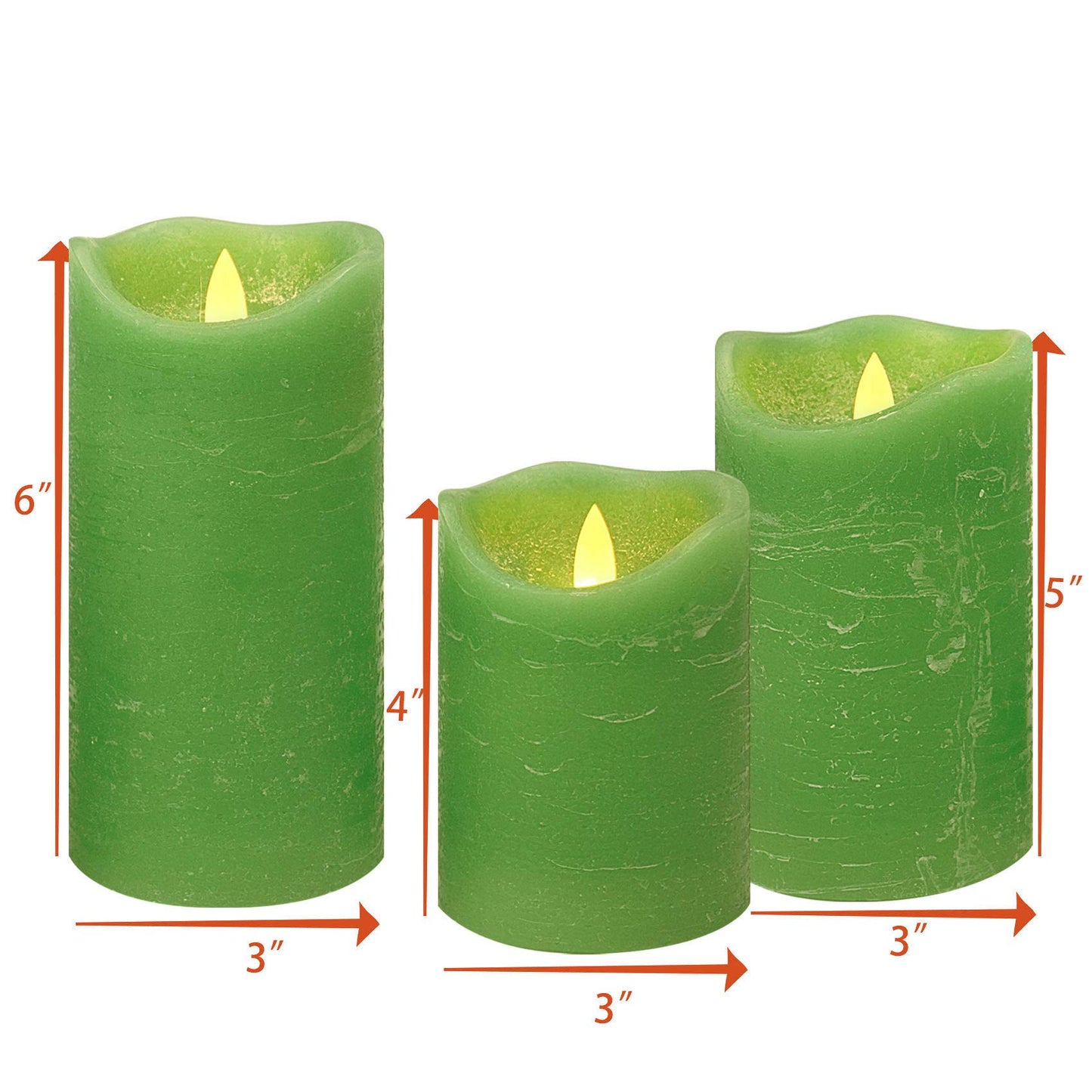 EZiGarden 3 Pack Flameless LED Candles Battery Operated Real Wax with Timer for Home Decorations Wedding Party Festival Celebration Green