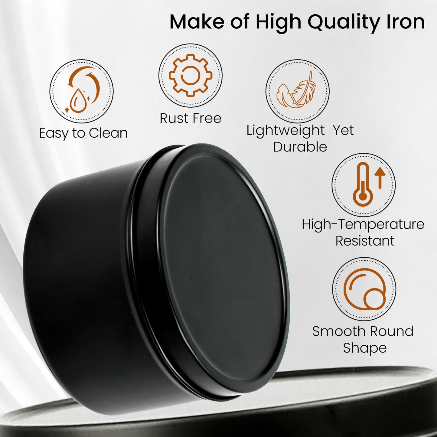 CONNOO 24 Pack Candle Tins - 12pcs 8oz + 12pcs 4oz Matte Black Candle Jars with Lids for Making Candles, Bulk Empty Candle Containers with Sticky Warning Labels for Candle Making, Storage, and Gift
