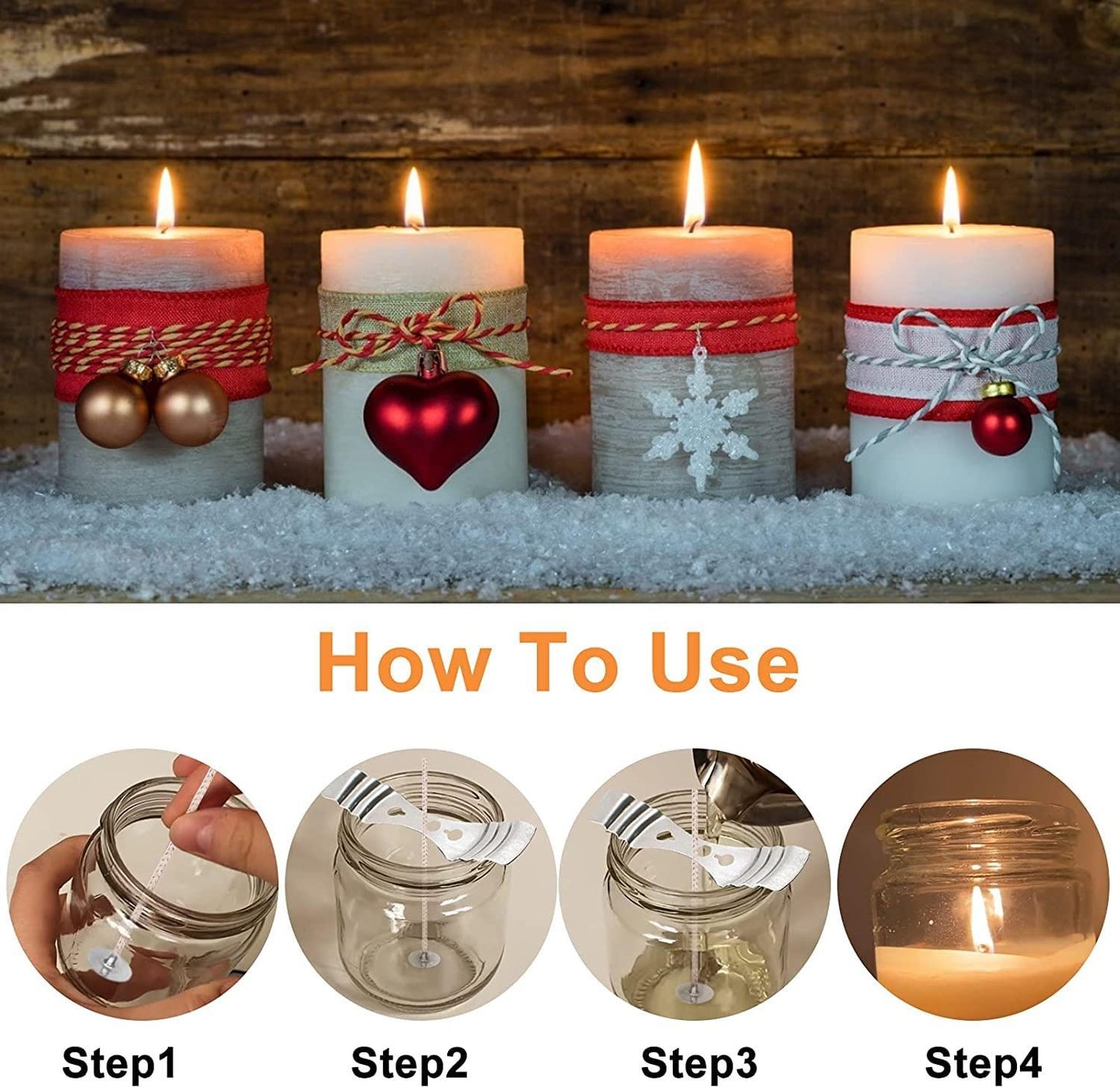 100pcs ECO Wicks for Soy Candles, 6 inch Pre-Waxed Candle Wick for Candle Making,Thick Candle Wick with Base