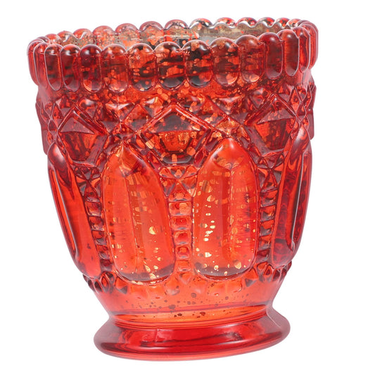 Amosfun Vintage Red Glass Candle Holder for Romantic Dinner Home Decor Wedding Anniversary Party Table Centerpiece 2.75x2.75x3.14 Inch