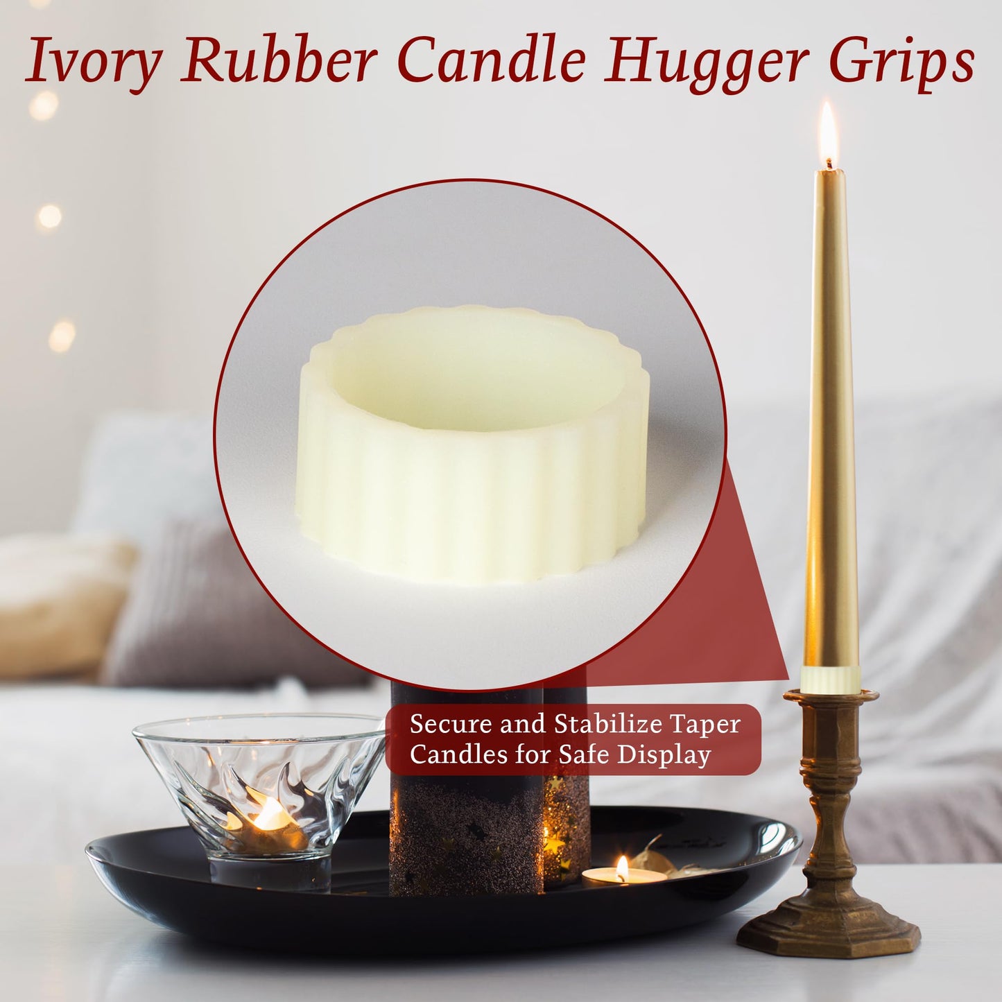 20pcs Silicone Candle Grippers Candles Hugger Rings Holders for Taper Candles & Candle Cups Rubber Gaskets for Peg Candle Holders