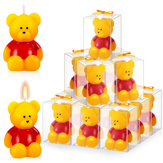 Dansib 50 Pcs Bear Baby Shower Candle Favors for Guest Bear Party Favors Baby Shower Candles Bulk for Gifts Party Decorations (Yellow)