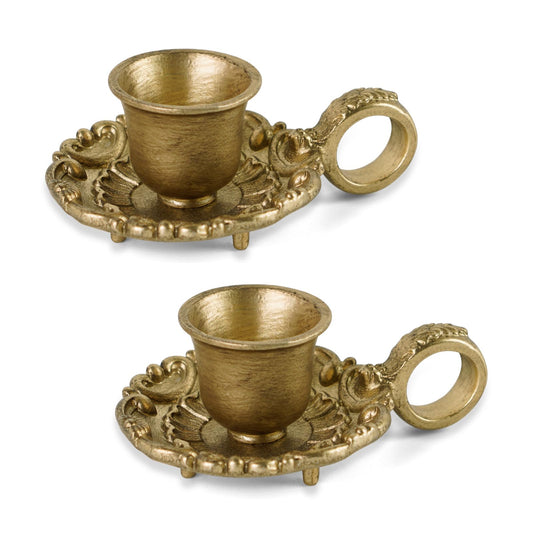 NIKKY HOME Gold Taper Candle Holders Set of 2, Vintage Metal Candlestick for Table Centerpieces, Wedding, Mantel Decor, Housewarming Gift