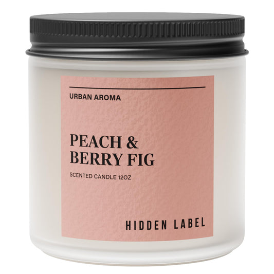 Peach Berry Fig Scented Candle, 12oz Soy Wax Candle with 2 Wicks, 70 Hour Long Lasting Non Toxic Aromatherapy Candle for Home Decor, Stress Relief & Relaxation, White Frosted Glass Jar Candle Gift