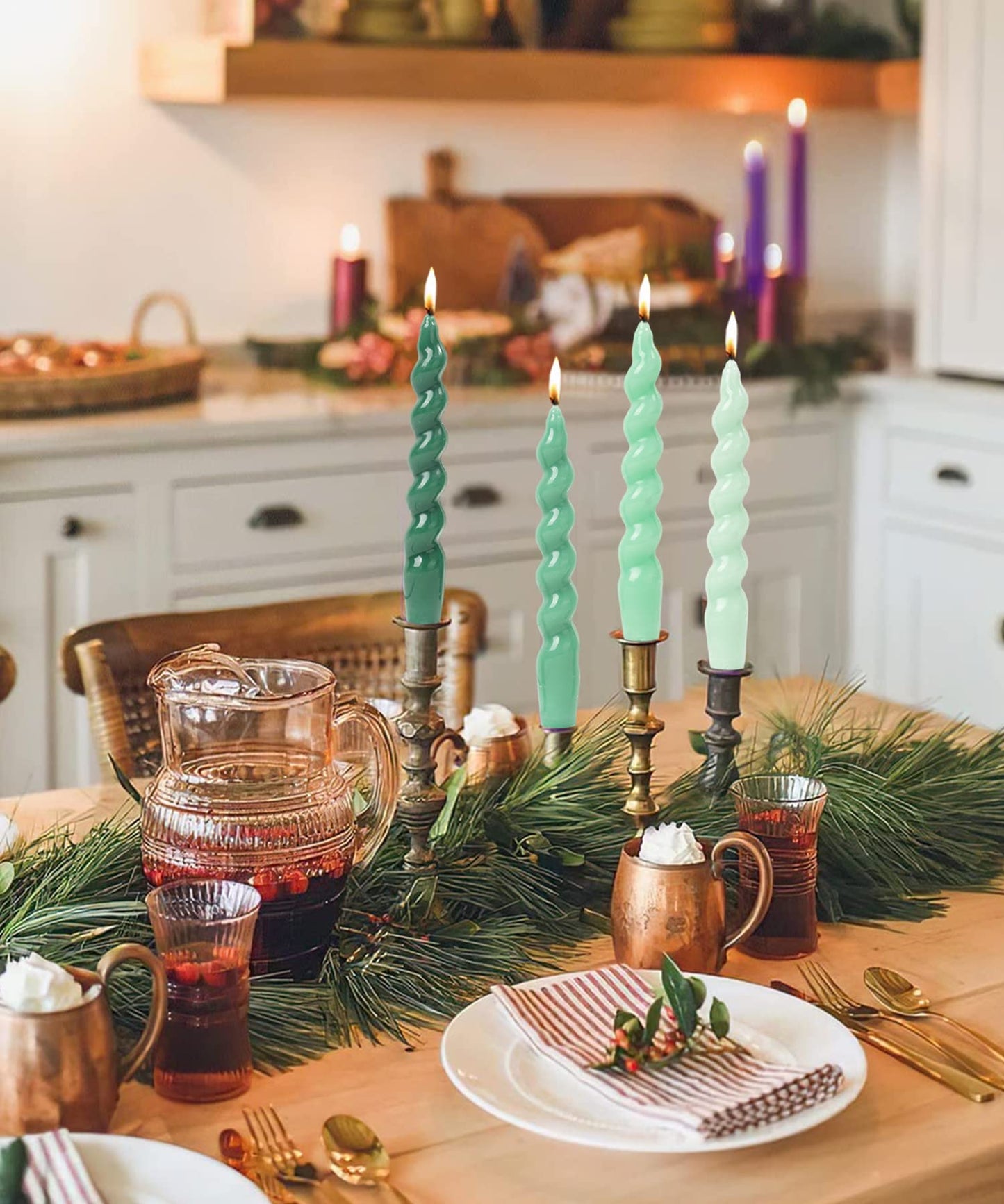 LPUSA Christmas Tree Taper Candles Gold Spruce Candles，Christmas Decor Decoration,Set ot 2,(Gold) 10.5inch