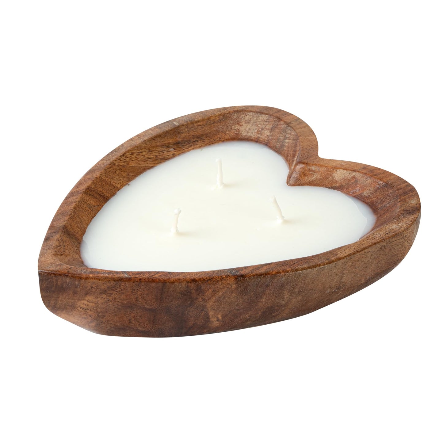 Restaurantware-Coco Casa 7.1 x 5.5 x 2 Inch Heart Wood Dough Bowl Candle, 1 Handpoured Bread Bowl Candle - Coconut Mango Fragrance, Double Wax Blend, Soy Wax Scented, Cotton Wick
