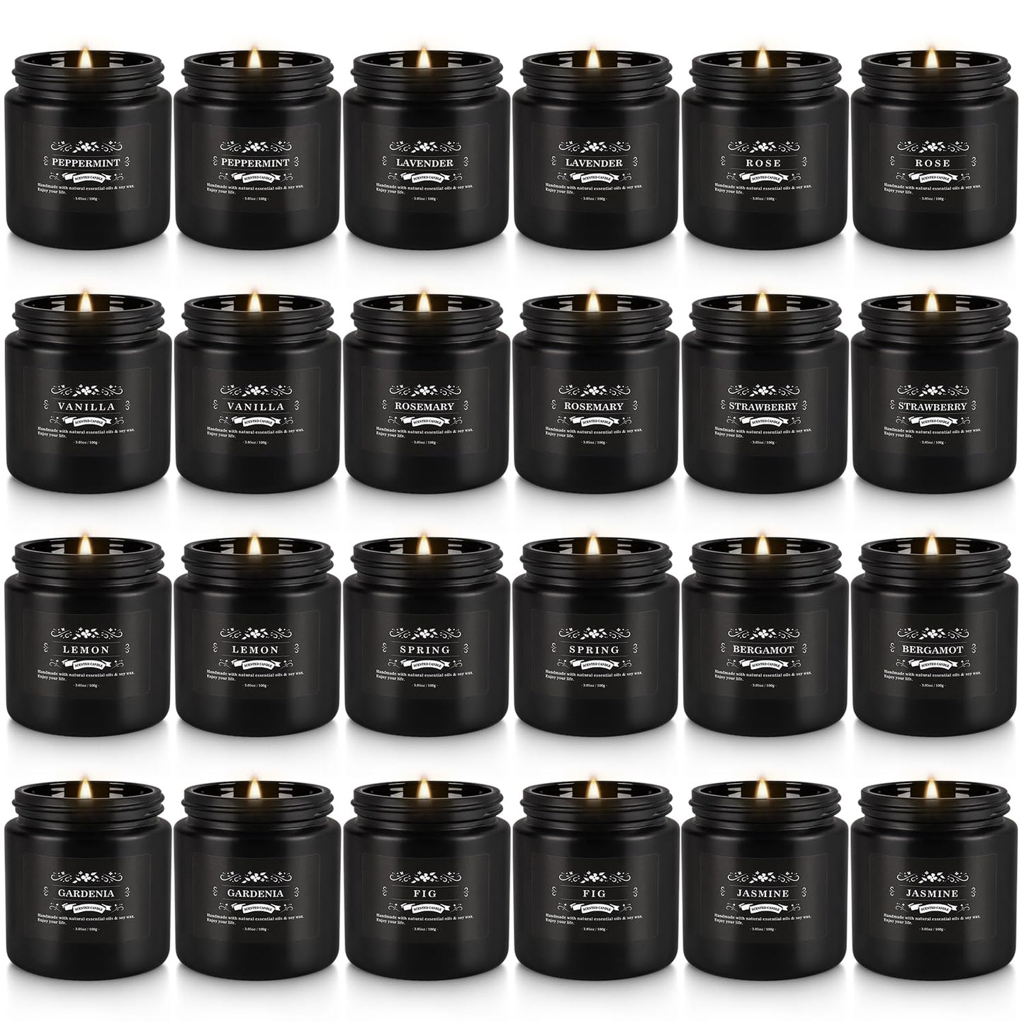 24PCs Black Scented Candles - Men Candle Gift Set, Soy Wax Candle for Parties, Yoga,and Home Decor, Indoor Outdoor 3.05Oz