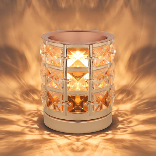 Crystal Wax Melt Warmer Candle Wax Warmer for Scented Wax 2 in 1 Wax Melts Fragrance Warmer Wax Cubes Melter Home Office Deco Night Light Valentines Day Birthday Gifts for Women Mom Girl(02-Gold)