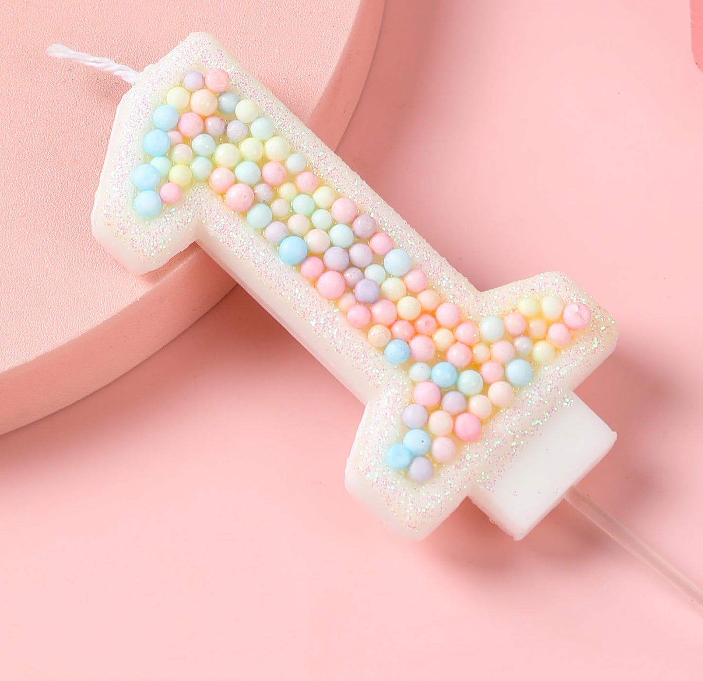 EAKE 14th Birthday Candle Macaron Glitter 3D Pastel Number 14 Candles for Birthday Cakes Girl Women Sweet Theme Birthday Wedding Anniversary Party Cake Decoration