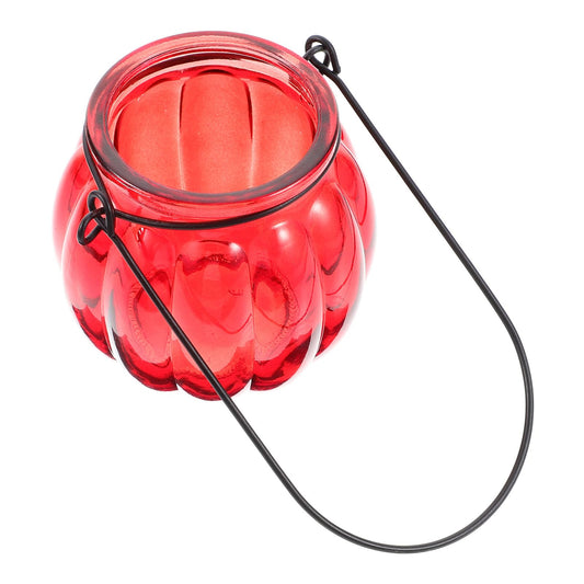 Beaupretty Vintage Pumpkin Glass Tealight Candle Holders Hanging Small Candle Stand for Wedding Proposal Party Home Decoration 3 Inch