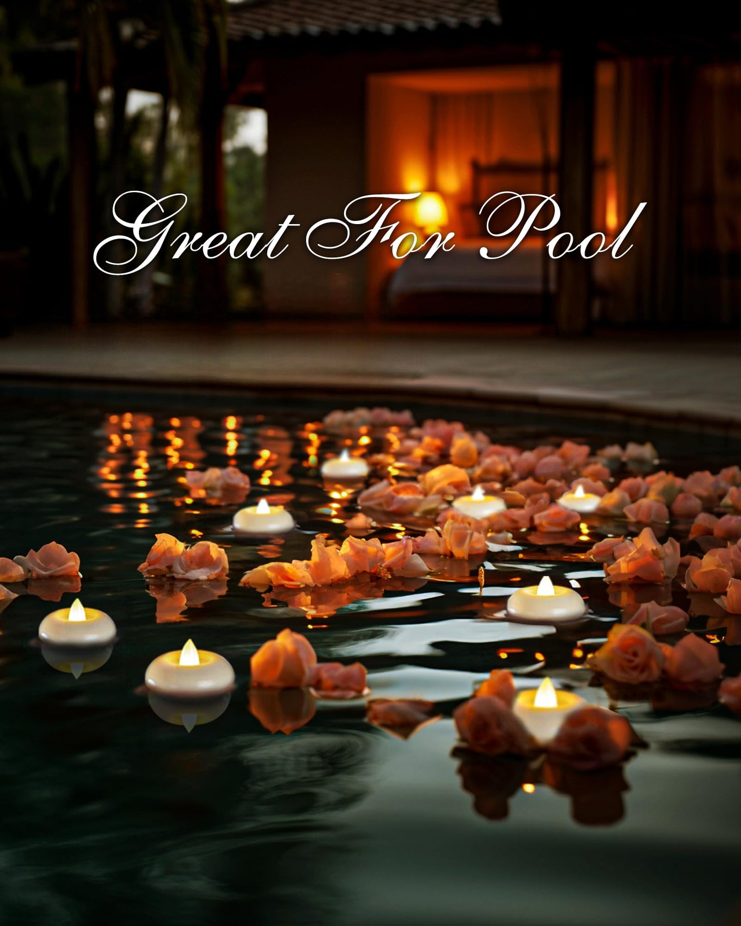 Homemory 2” Flameless Led Floating Candles, 200 Hour Plastic Battery Operated Flickering Waterproof Tealights for Cylinder Vases, Centerpieces at Wedding, Party, Pool, Holiday (12 Pack, White Base)