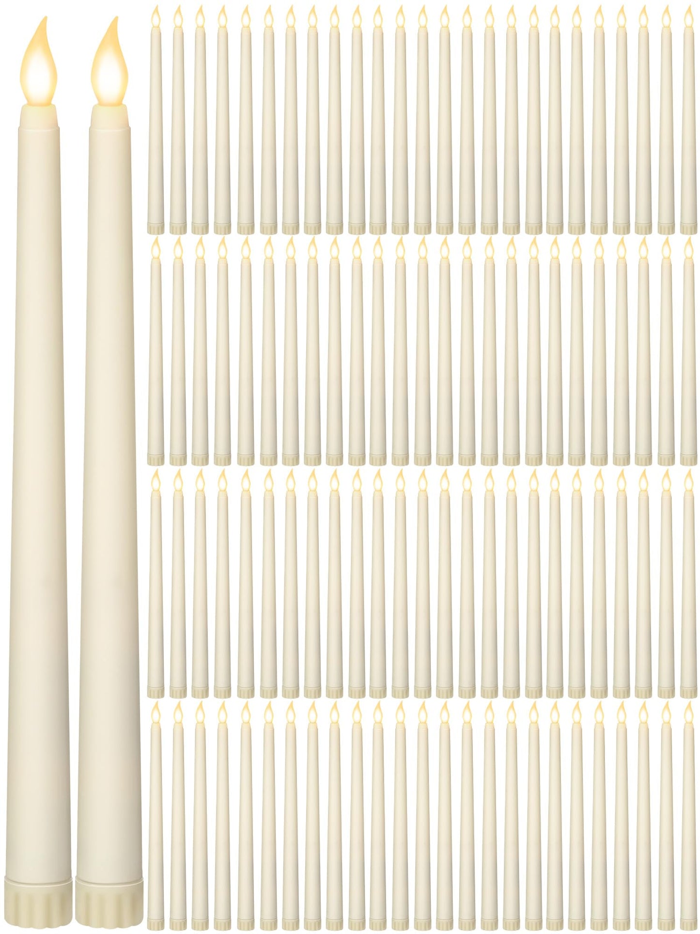 Retisee 220 Pcs 11 Inch Flameless Taper Candles LED Candles Bulk Battery Operated Taper Candle Flickering LED Candlesticks for Valentines Birthday Wedding Party Decor (Classic Style,Ivory)