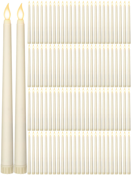 Retisee 220 Pcs 11 Inch Flameless Taper Candles LED Candles Bulk Battery Operated Taper Candle Flickering LED Candlesticks for Valentines Birthday Wedding Party Decor (Classic Style,Ivory)