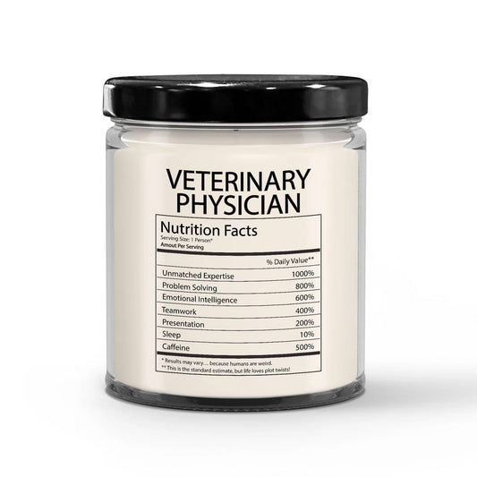 Funny Gifts for Veterinary Physician Nutrition Facts Label - Thank You, Birthday, Christmas Candle for Animal Doctor Veterinary Surgeon Employee Boss - Vanilla Scented Soy Wax, 9oz