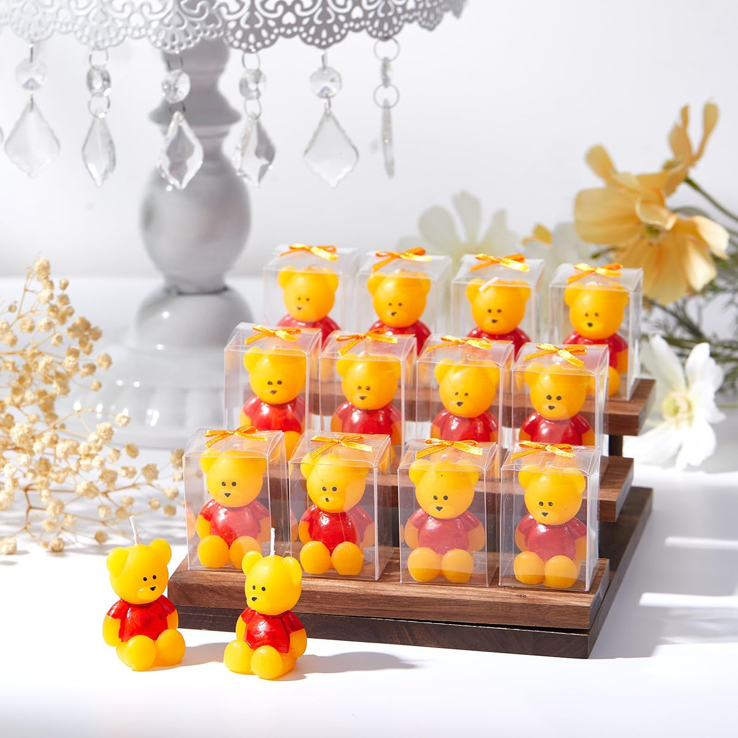 Dansib 50 Pcs Bear Baby Shower Candle Favors for Guest Bear Party Favors Baby Shower Candles Bulk for Gifts Party Decorations (Yellow)