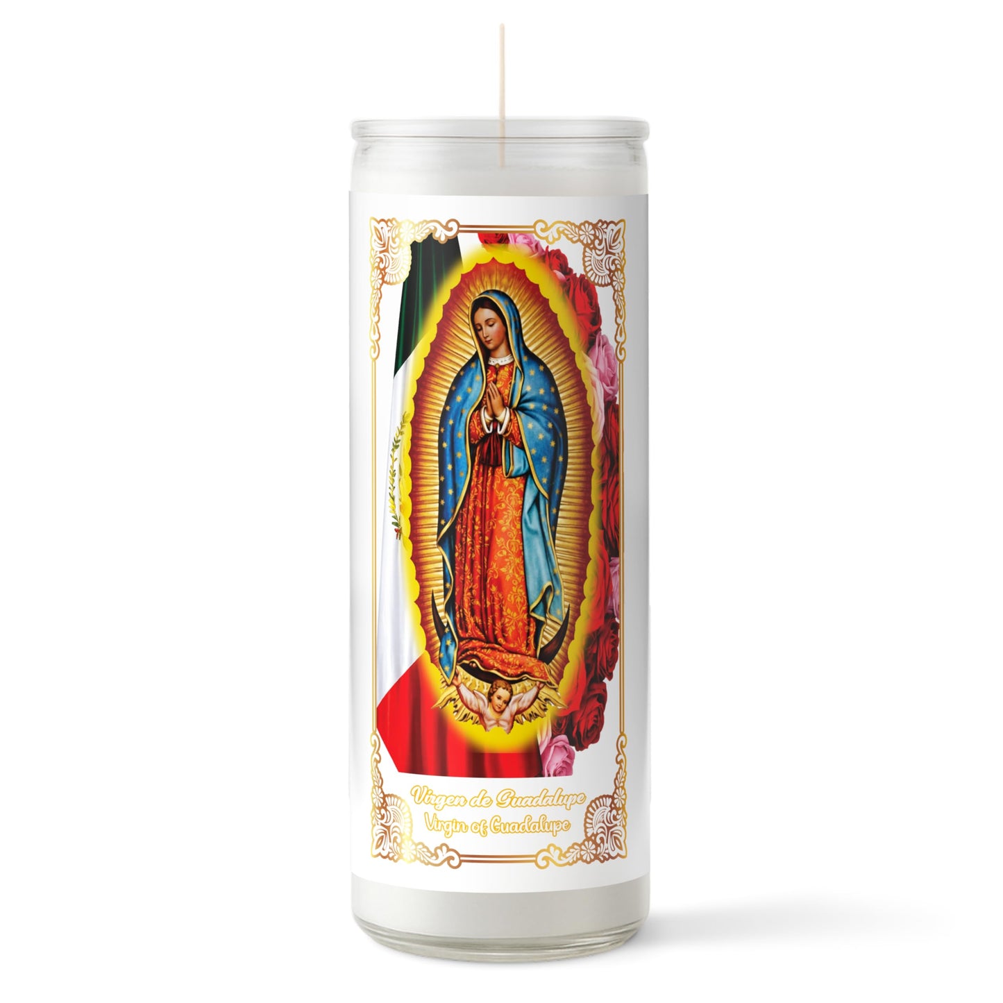 Alumenza 3 Pack Virgen de Guadalupe Candle in Glass Jar 90 Hours– Paraffin Wax, Clean Burning Unscented | Large & Tall Devotional Prayer Pillar Candles for Home, Memorial, Rituals