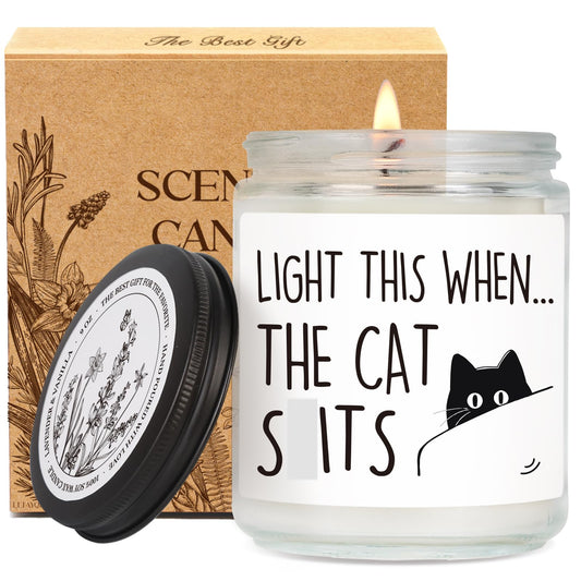 Funny Cat Lover Candle Gifts for Women, Men, Light Me When The cat Poops candle, Birthday, Christmas Candles Gift for Cats Lovers, Lady, Girls, Boys, Teens, Parents, Owners-Black cats Themed candles66