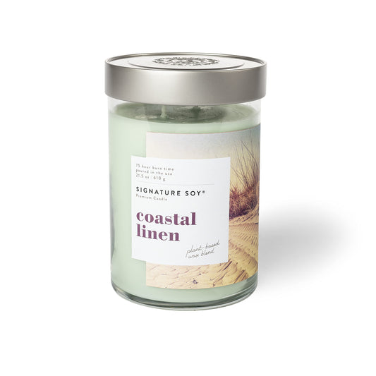 Signature Soy Lidded Coastal Linen Scented Candle, Extra Large Jar