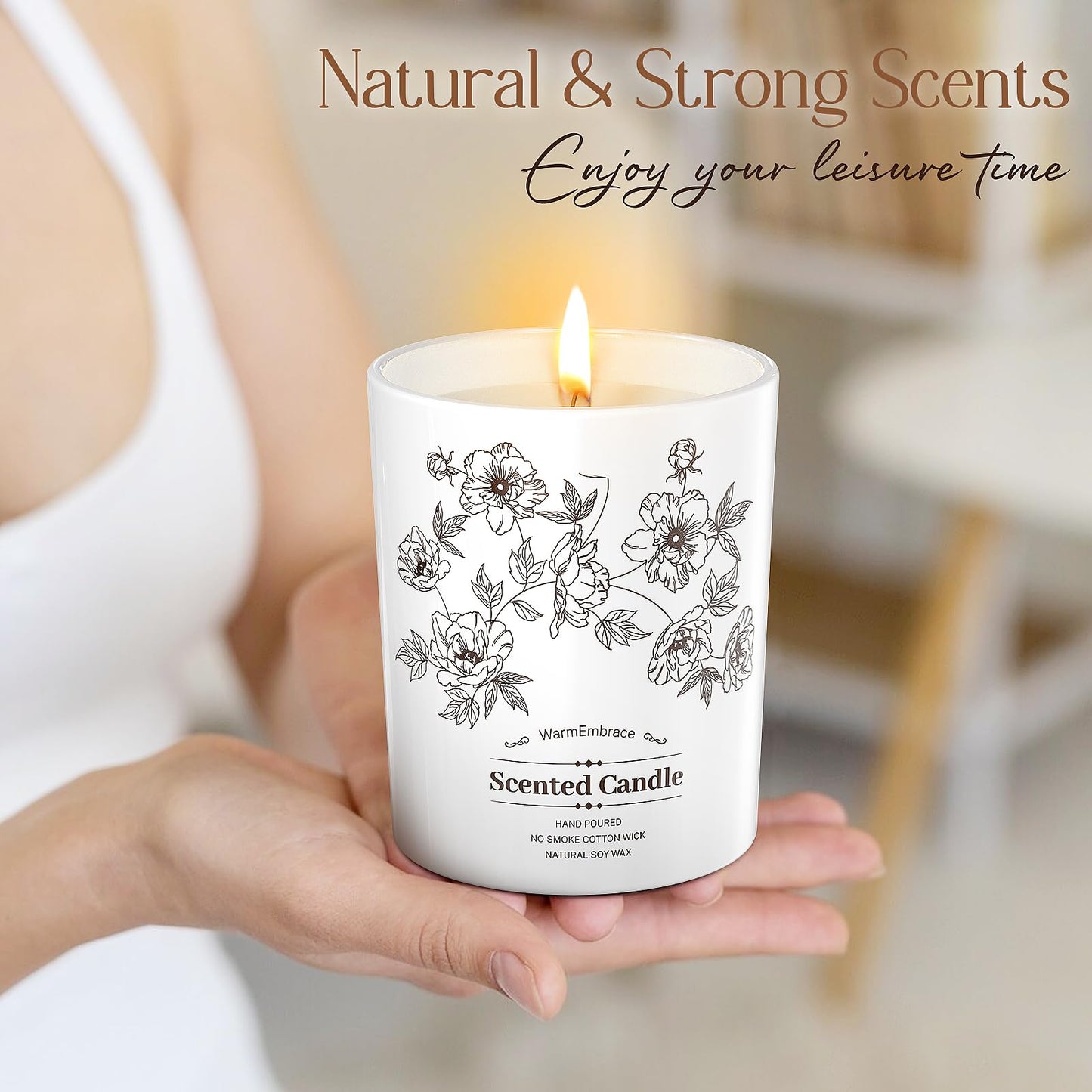 Deluxe Scented Candle for Women & Men, Vanilla Coconut Soy Wax Candle,11.5 Oz Jar Candle for Home, Scented-98 Hour Long Lasting Burning, Suitable Present for Thanksgiving, Christmas & Birthday