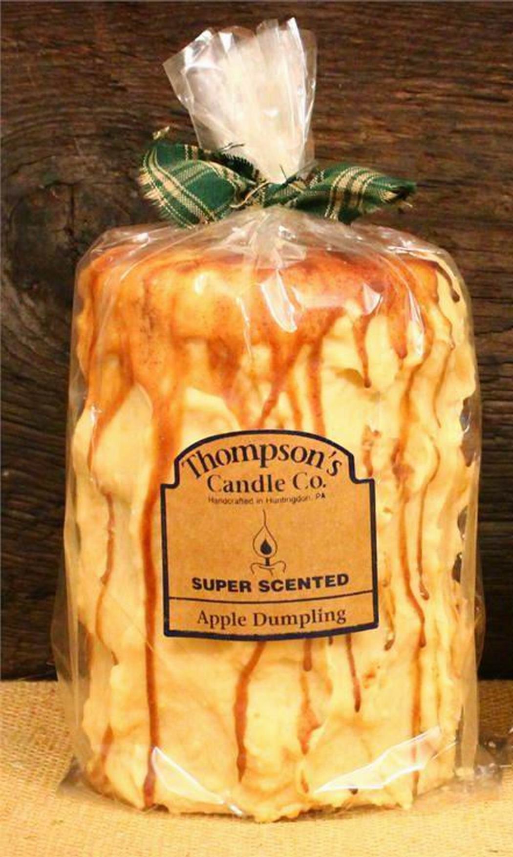Thompson's Candle Co Super Scented Large (42 oz) Pillar 200 Hrs "Apple Dumpling"