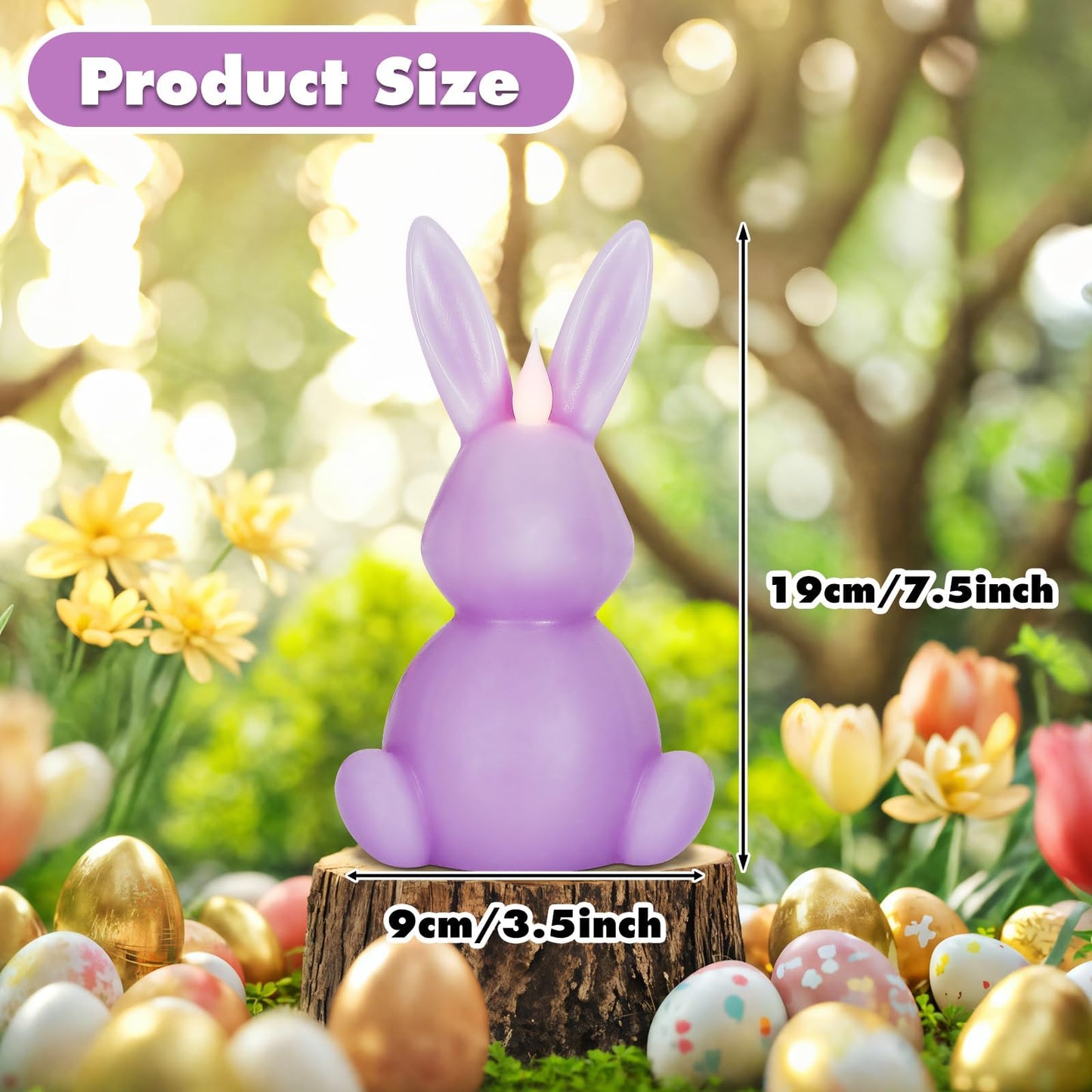 Leorate 6PCS Easter Bunny Flameless Candles – 7.5" Battery Operated LED Rabbit Candles with Flickering Flame, Green Purple Pink Real Wax Finish for Easter Decor, Table Centerpiece & Spring Home