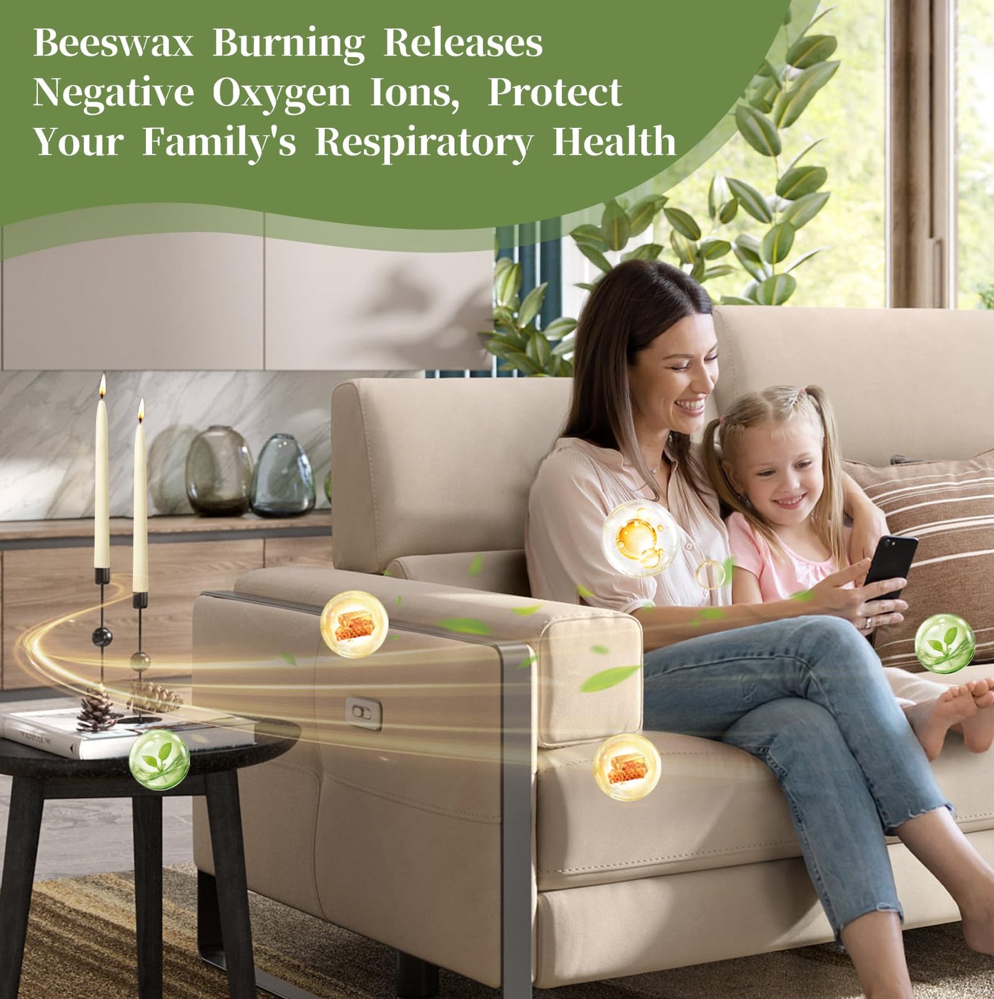 8 in Beeswax Taper Candles,18 Pack Dripless Pure White Beeswax Candle Sticks,8 Hours Long Burning Natural Bees Wax Candles for Home,Unscented Smokeless Tapered Candlesticks for Dinner